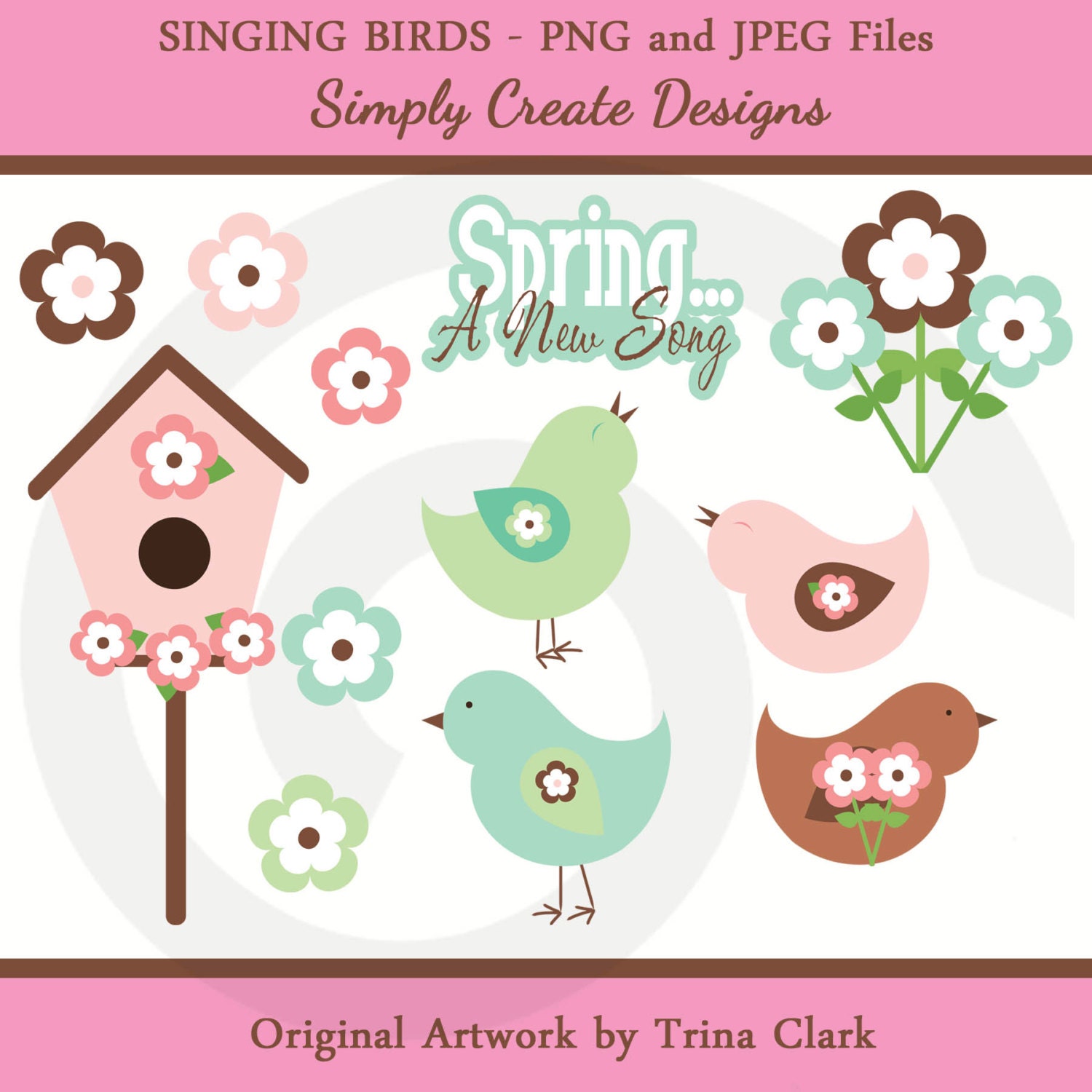 Singing Birds A New Song Clipart Birdhouse Clip Art Commercial and Personal Use Il_570xn