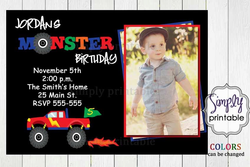 Monster Truck Birthday Invitation with Photo Il_570xn