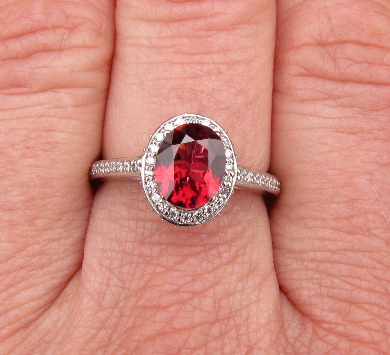 Apricot Sapphire Gemstone Engagement Ring in by PristineJewelry