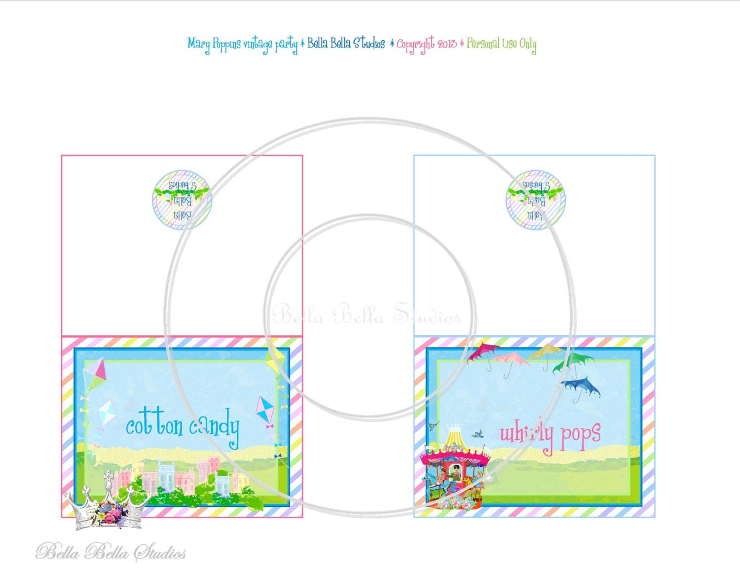 Mary Poppins Vintage Party PRINTABLE CUSTOMIZED BUFFET Cards - Bella Bella Studios Il_570xn