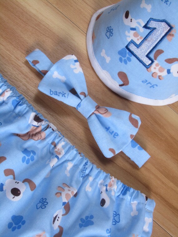 Items similar to Puppy Dog First Birthday Clothes or Cake Smash Outfit for Boys, Blue Dogs