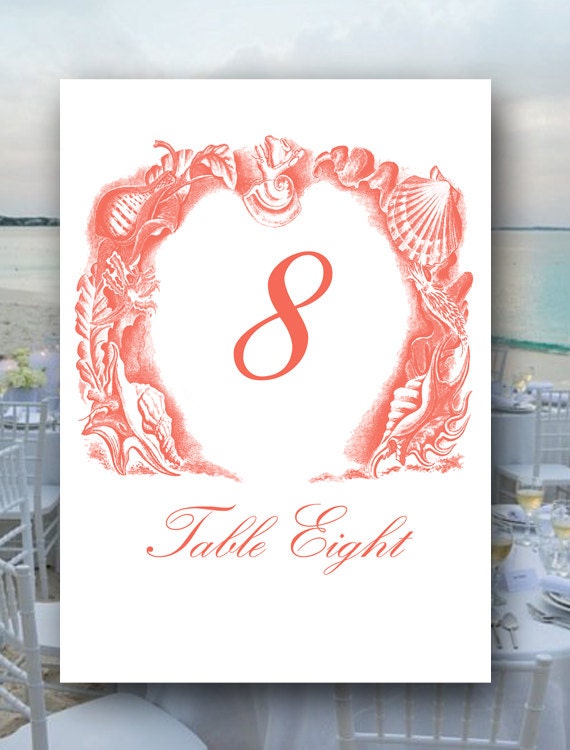 Wedding Table Numbers, Your Custom Color, Seaside Table Numbers, Ocean Table Numbers, Nautical, Bridal Shower Table Numbers, Place Cards