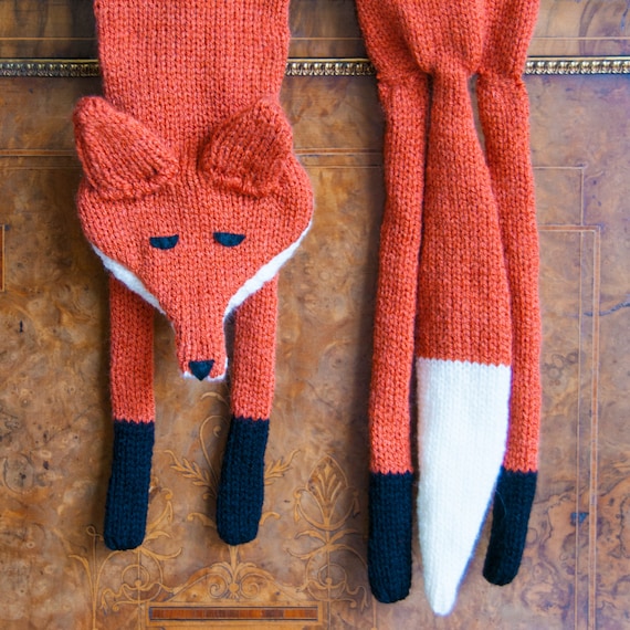 Knitted Faux Fox Stole Scarf 3 Hand Made 3 Wool by sincerelylouise