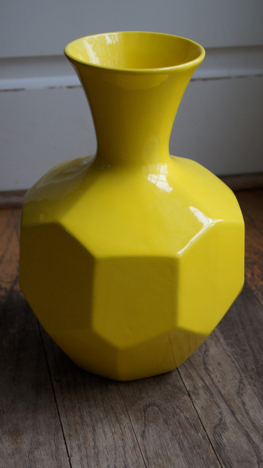 RESERVE Large Mid Century Yellow vase in by ChippedGREENchair