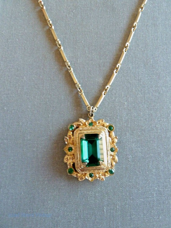 Vintage Green Rhinestone Coro Necklace 1960s By Mygildedmagpie 6390