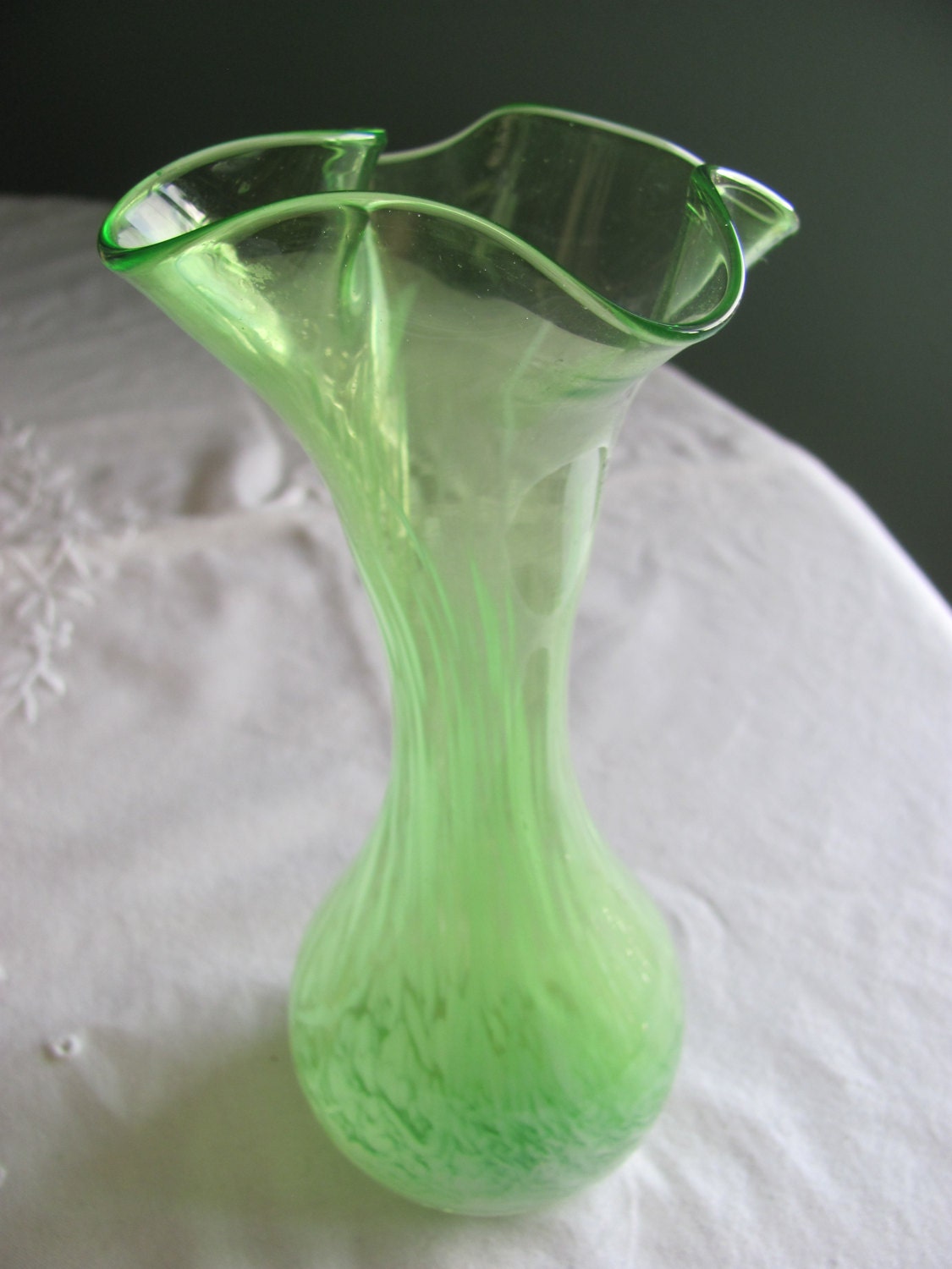 Green Glass Bud Vase Hand Blown Glass by Vintage4157 on Etsy