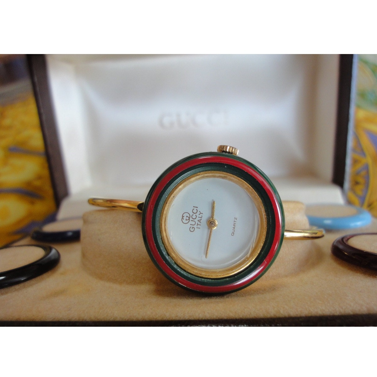 80s Vintage Gucci Bezel Bangle Watch With 6 Different By ENdApPi