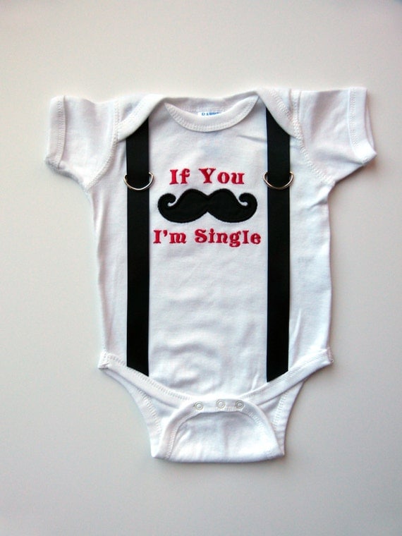 Mustache I'm Single and Suspenders For Your Little by mamabijou