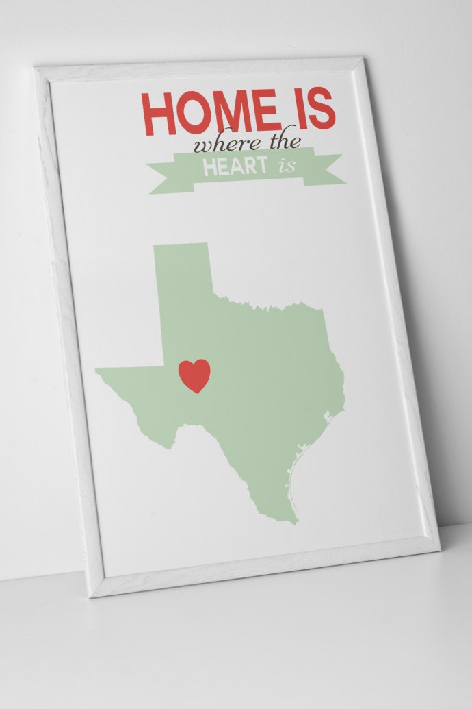 NEW Customizable - Home State "Home is where the heart is" wall art print Il_570xn