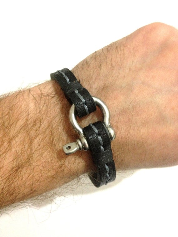 Men's leather bracelet leather men's cuff by braceletmixx on Etsy