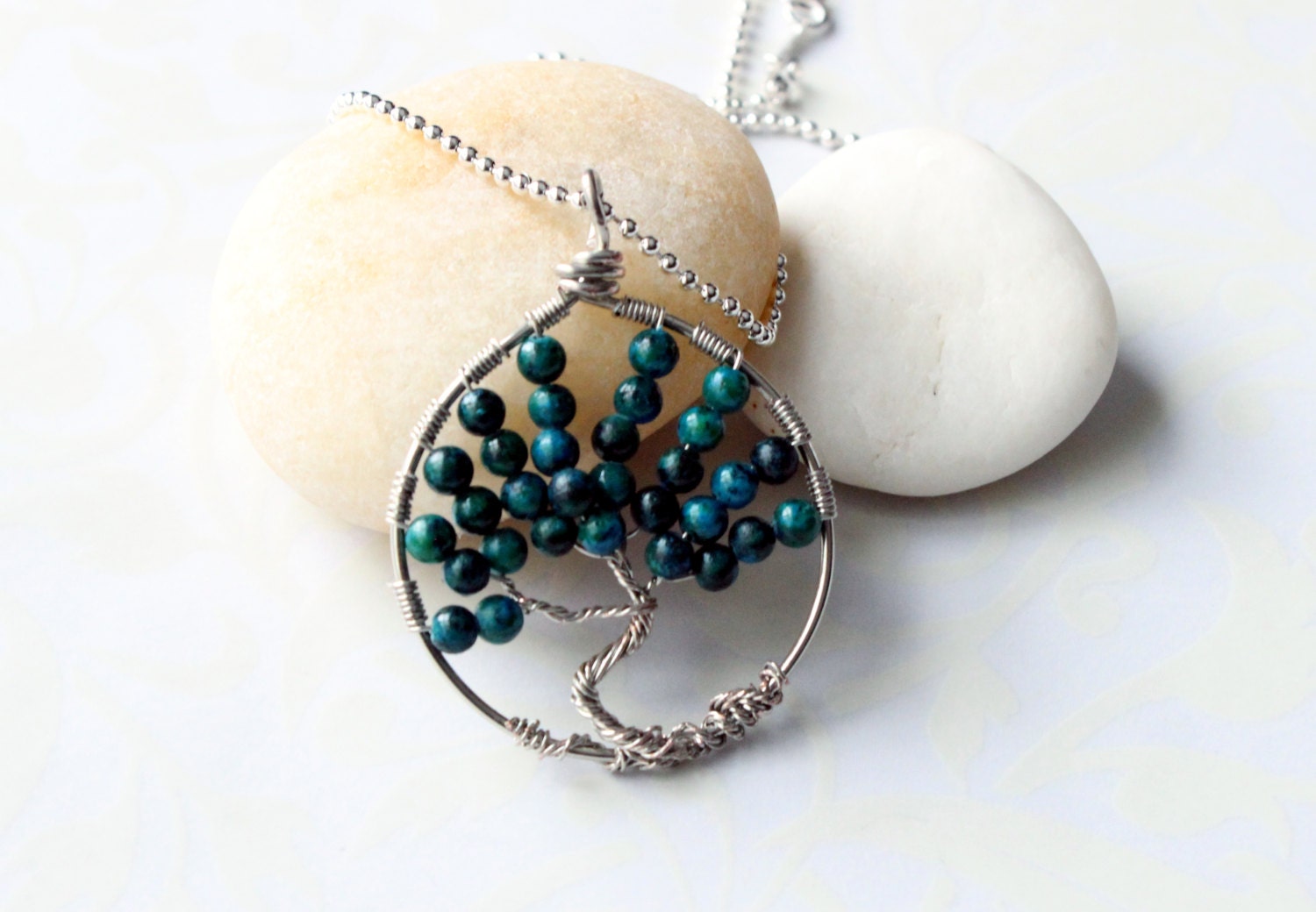 Unique Tree Of Life Handmade Wirewrapped With Turquoise Natural Gem Stone Pendant Necklace - RTStyles