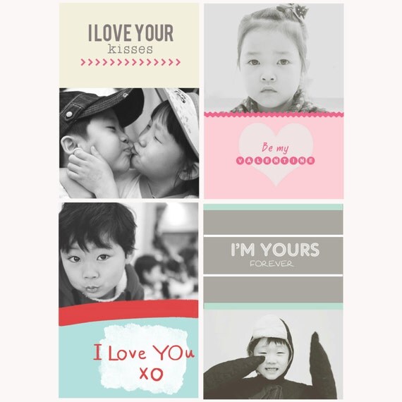 INSTANT DOWNLOAD // Digital Valentine's Day Wallet Sized Templates // Valentine's Day // 2.5 x 3.5 // psd file // 300 DPI Il_570xn