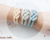French knitted cotton bracelet - "rising sun" - LaMauvaiseGraine