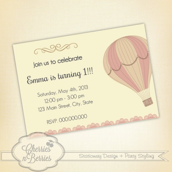 Hot Air Balloon Vintage Printable Invitation Il_570xn