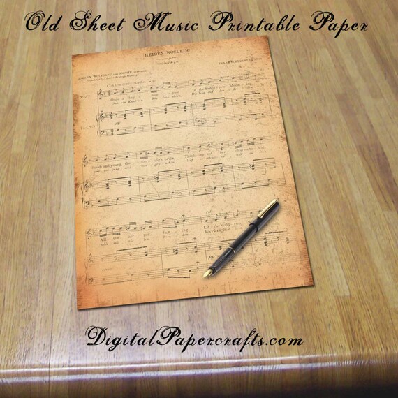 Old Sheet Music Printable Paper Grungy by DigitalPapercrafting