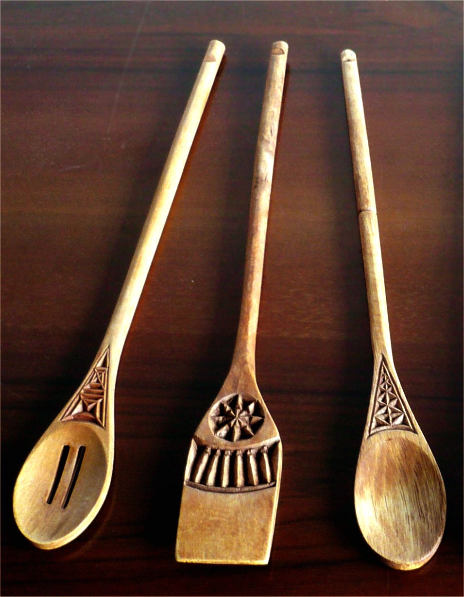 Three Hand Carved Decorative Wooden Spoons by TheWoodenCaravan