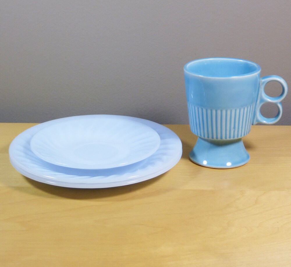 Items similar to Fire King Dinnerware in Azurite Swirl Blue From the