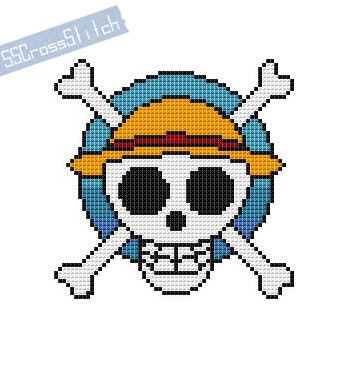 Counted Cross Stitch Pattern One Piece Skull Luffy By Simplesmart