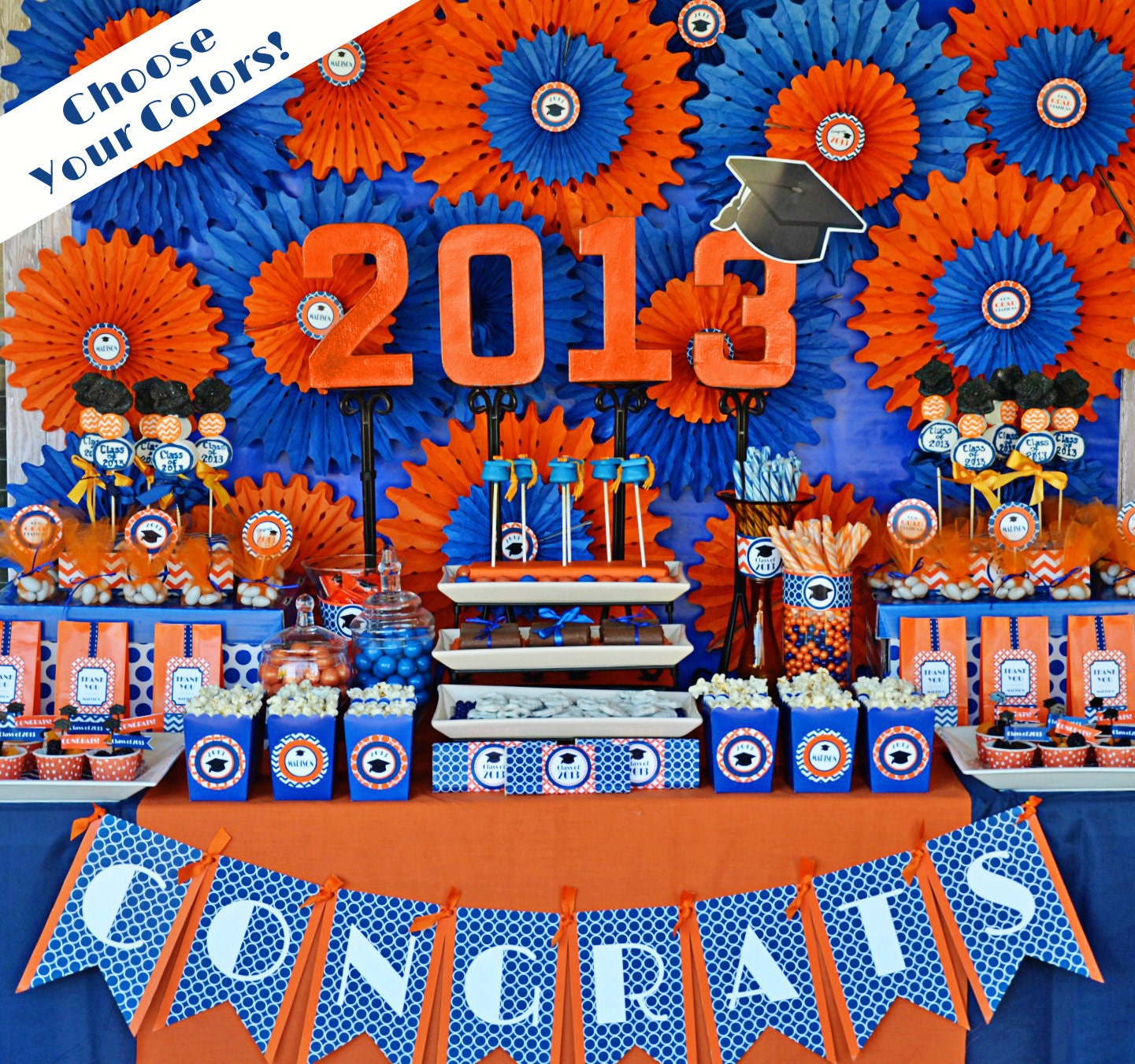 Graduation Party Printable - Choose your own SCHOOL Colors - Huge Party Set by Amanda's Parties TO GO Il_570xn
