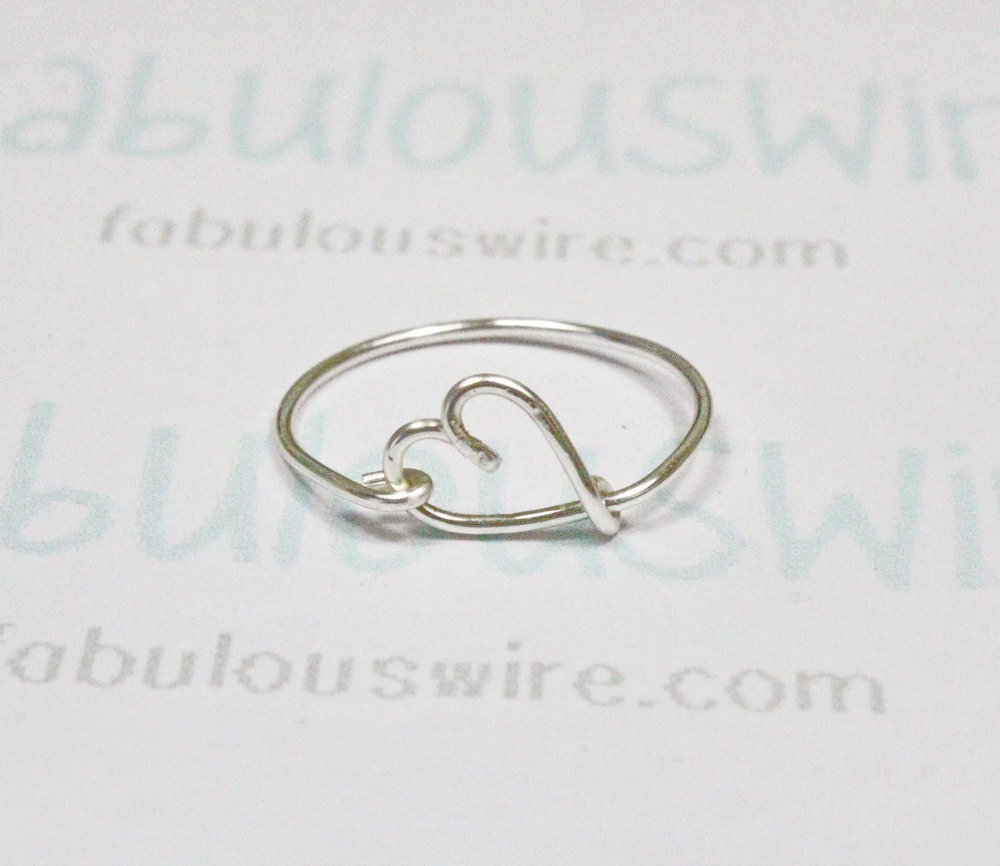 Silver Heart Ring Wire Heart Love Ring Heart Shape By Fabulouswire