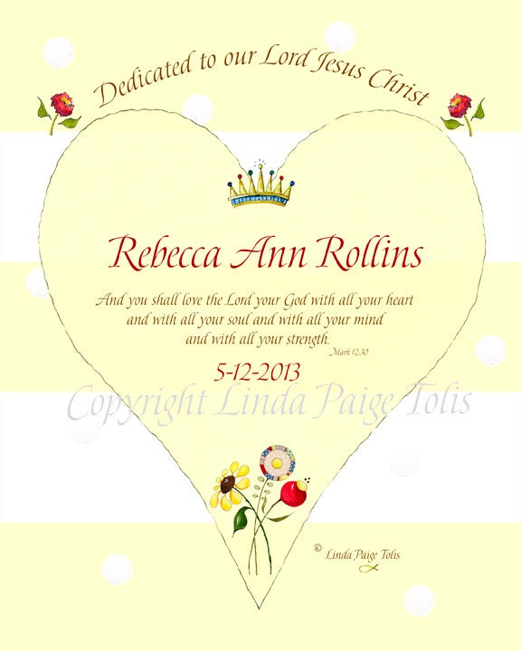 Baby Dedication Gift Personalized Dedication by LindaPaigeTolis
