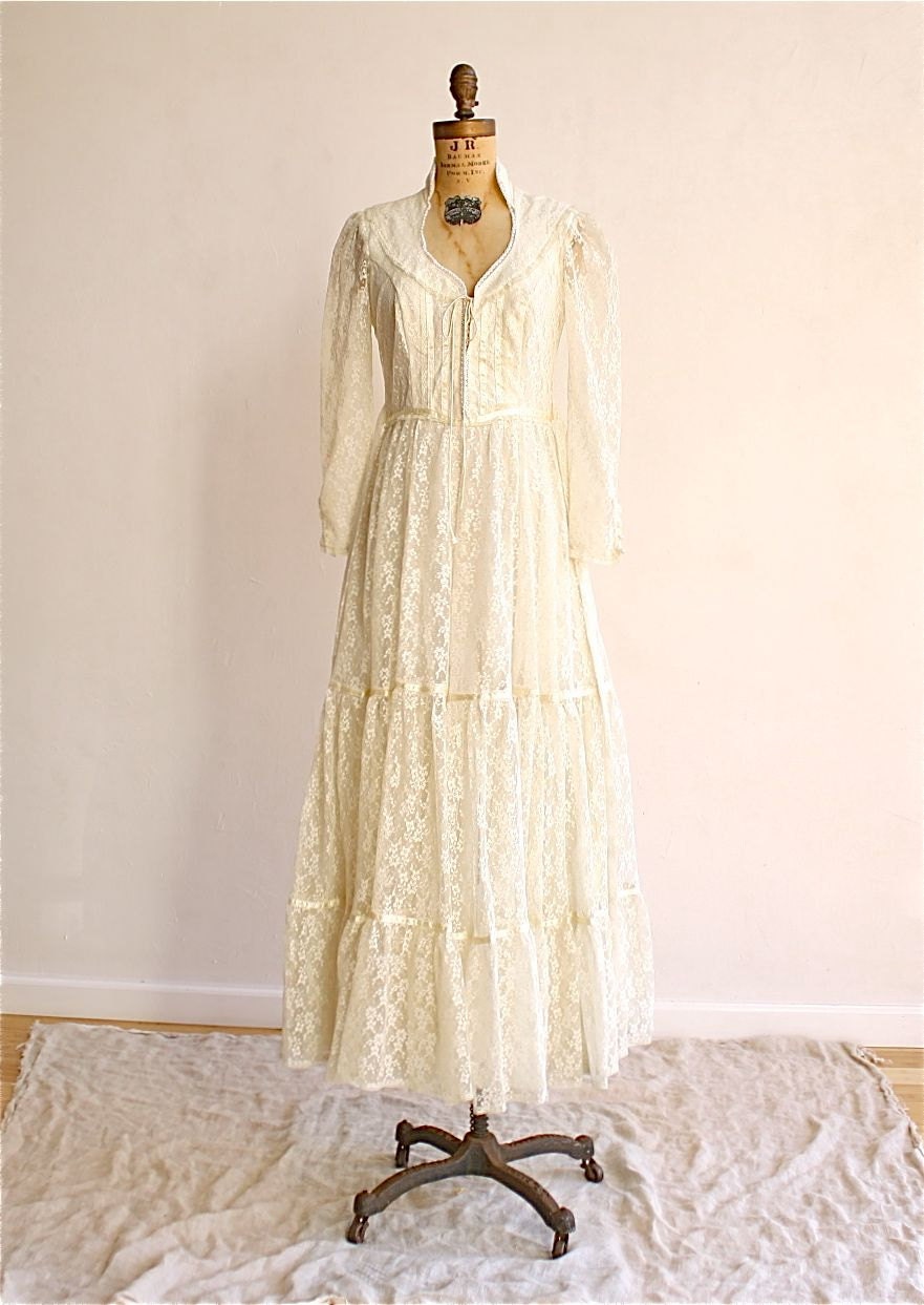 70s Vintage Gunne Sax Lace Wedding Dress Small By Bohemiennes