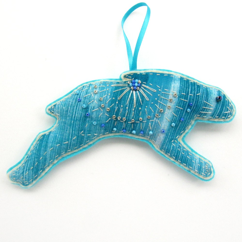 Hare Decoration / Ornament - Turquoise Blue
