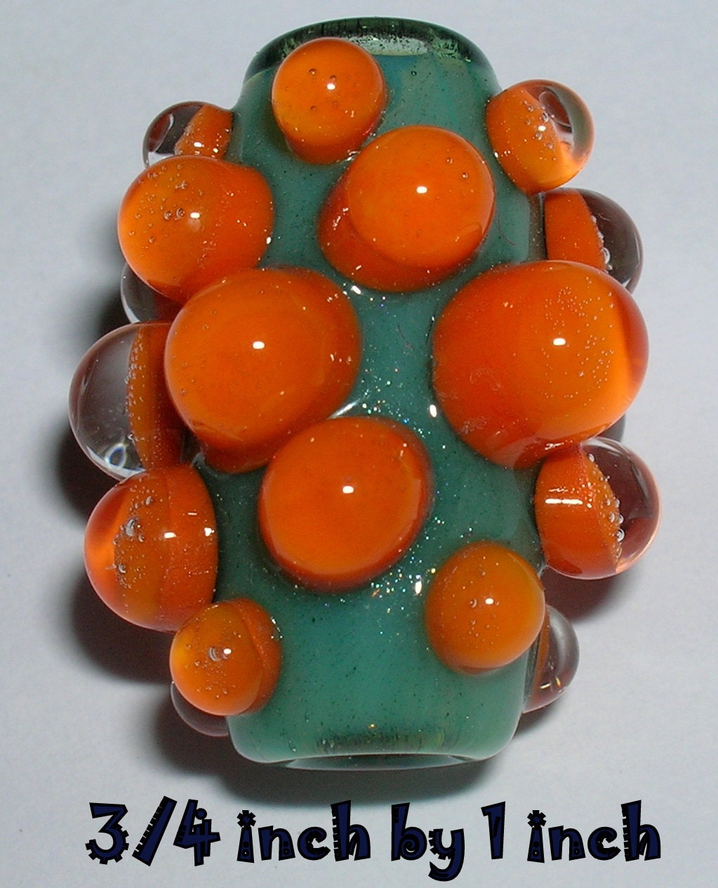 Beau Hawn Handmade Lampwork Boro Borosilicate Pyrex Bead GLASSADDiCT  Hollow Blown Focal MANGO TEAL