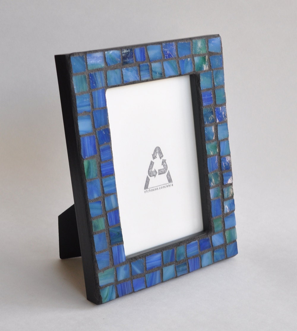 Fathers Day Gift Picture Frame 4 x 6 Blue Stained Glass