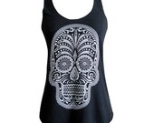 Day of the Dead Tank Top - Sugar Skull American Apparel Tri-Blend Tank - Available in sizes S, M, L