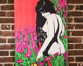 1969 Burden of Life Woodstock Era Psychedelic Blacklight Poster