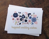 Happiest Wedding Wishes Floral Bouquet - Congratulations, Wedding Card