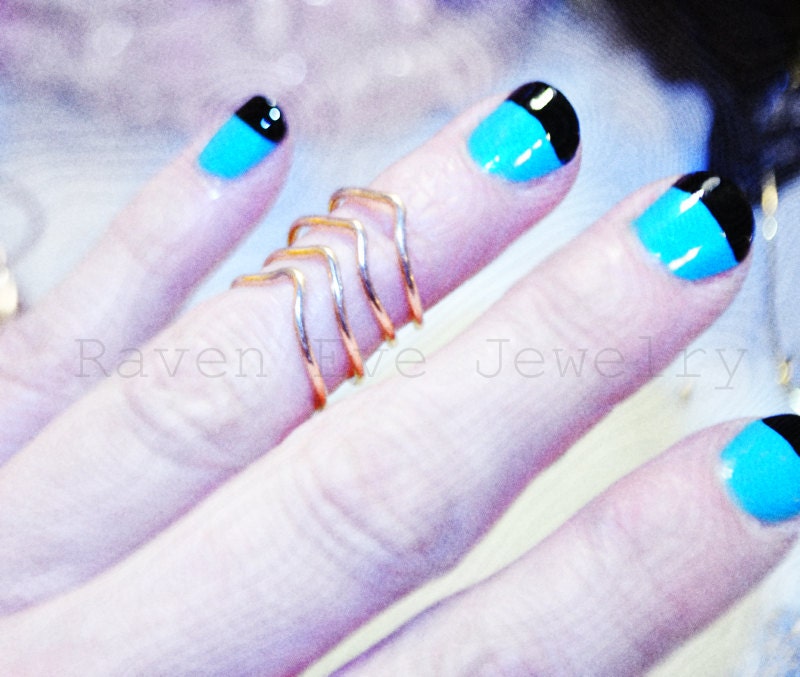 Above Knuckle Ring Mid Finger Ring Chevron Adjustable Ring Reversible Ring Four Coil