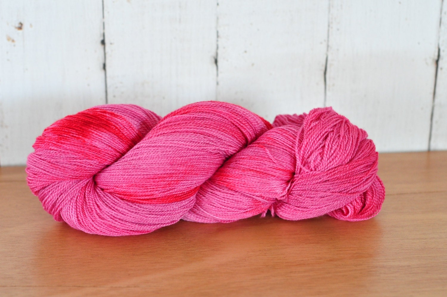 Hand Dyed Merino/Silk Laceweight/Fingering Yarn - Ruby Slippers