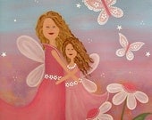Childrens Decor Kids Wall Art - Mother Daughter Angels - Girls Room Kids Art Prints by TwoLittleWitches