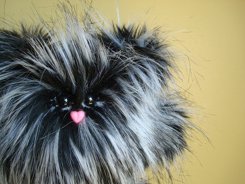Plush Monster -- Petunia in Black and White by Mint Conspiracy -- Cute Stuffed Animal Artisan Plush