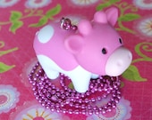 SALE Kawaii Pink Moo Cow Necklace