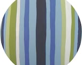 Navy Green and Blue Stripes Handpainted Wood Drawer Pull Knob