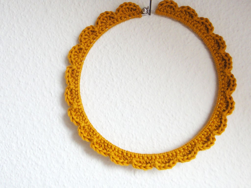 Mustard Crochet Collar necklace