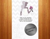 100 - Chevron Bride Scratch Off Cards Round Custom Logo Personalized Wedding Bridal Shower