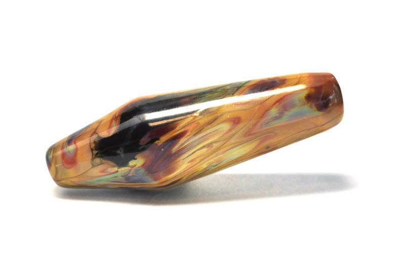 Handmade lampwork glass focal bead-- Organic bicone