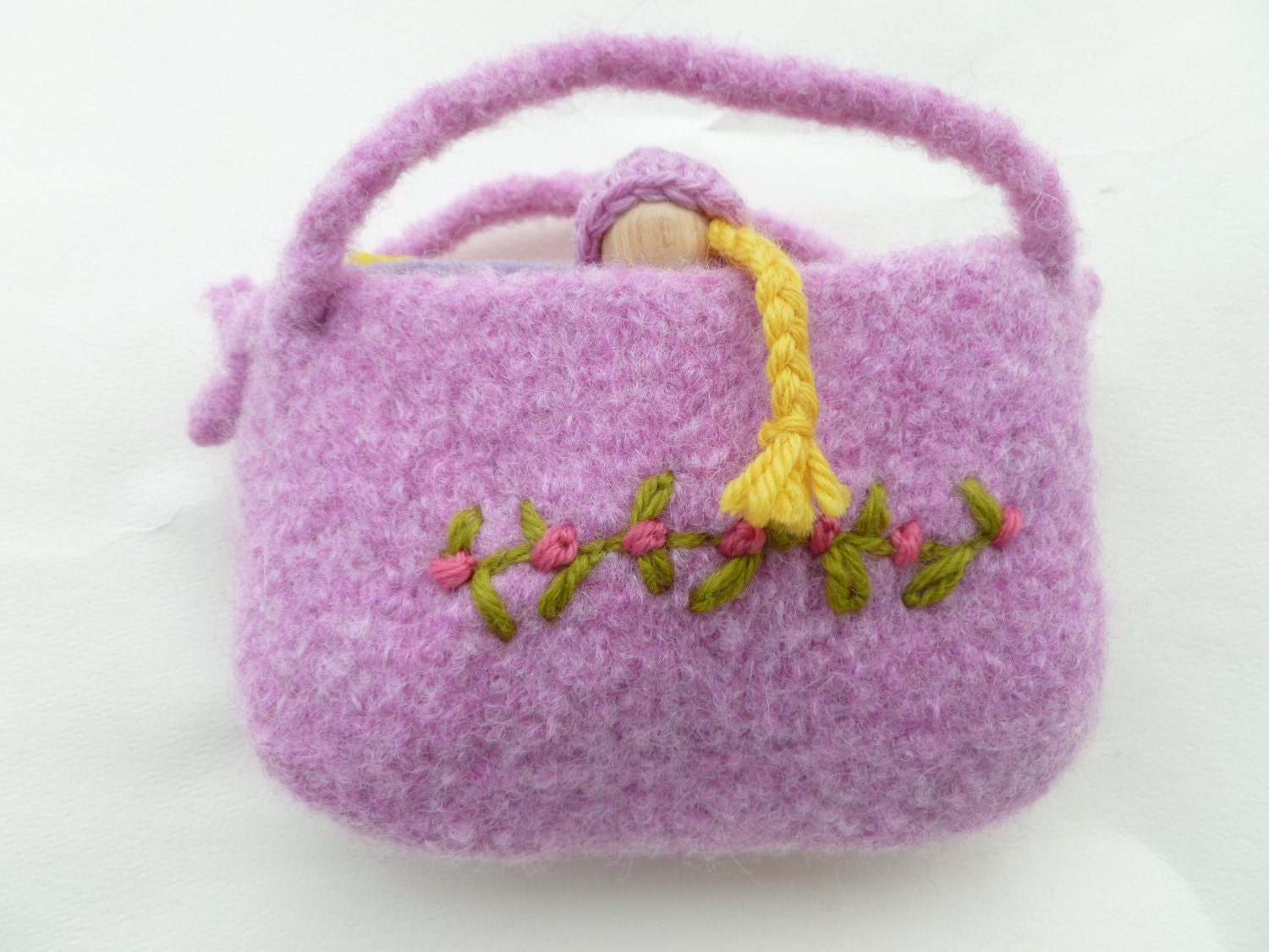 The Princess and the Pea set felted bag wood peg doll