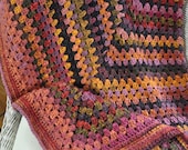 Granny Square Afghan - Crocheted Afghan, Square Blanket for Bedroom or Living Room