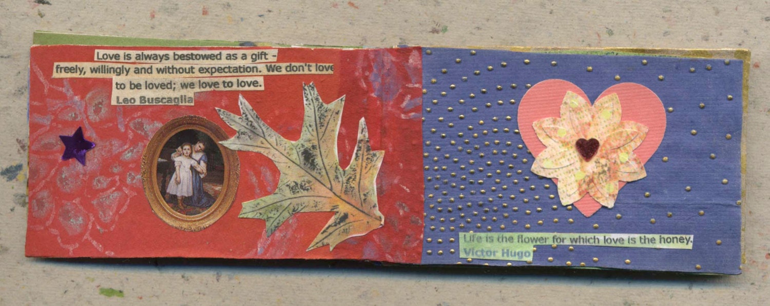 THE LOVE BOOK  number 1... A miniature mixed media book with quotes about love