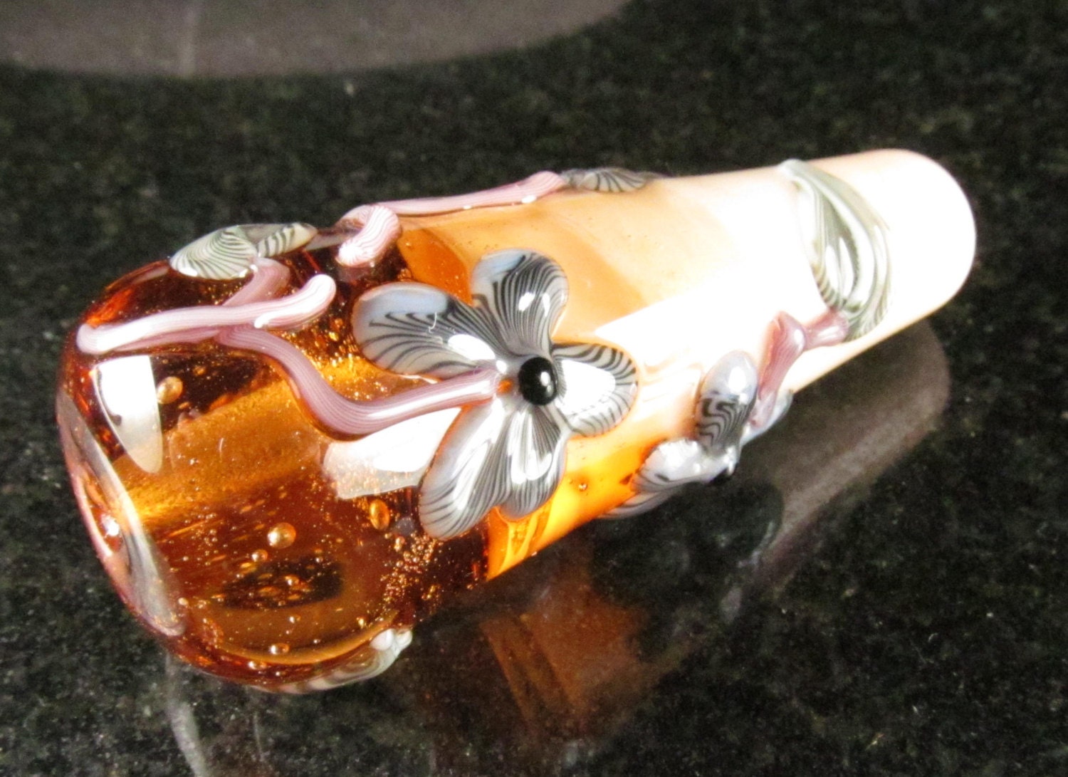 Peach Teardrop lampwork focal bead