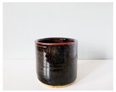 Handmade pottery small cup tumbler rustic black copper bronze red ceramic vase container planter
