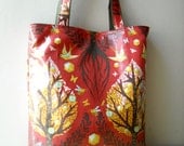 The Birds & the Bees - Laminated Tote Bag (Red) - Medium Size