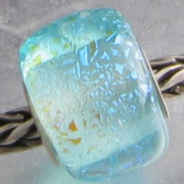 Aquamarine Lampwork Bead Fits Trollbeads Chains -sra