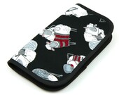 ZIP AROUND Black Sheep Knitting Needle Case or Art Tool Organizer  24 Black Pockets See-Thru Notions Zipper Pouch