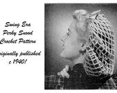 c1940 Snood Crochet Pattern 40s Swing Fishnet Hairnet DIY Swing WWII 7 Millinery Retro Glam